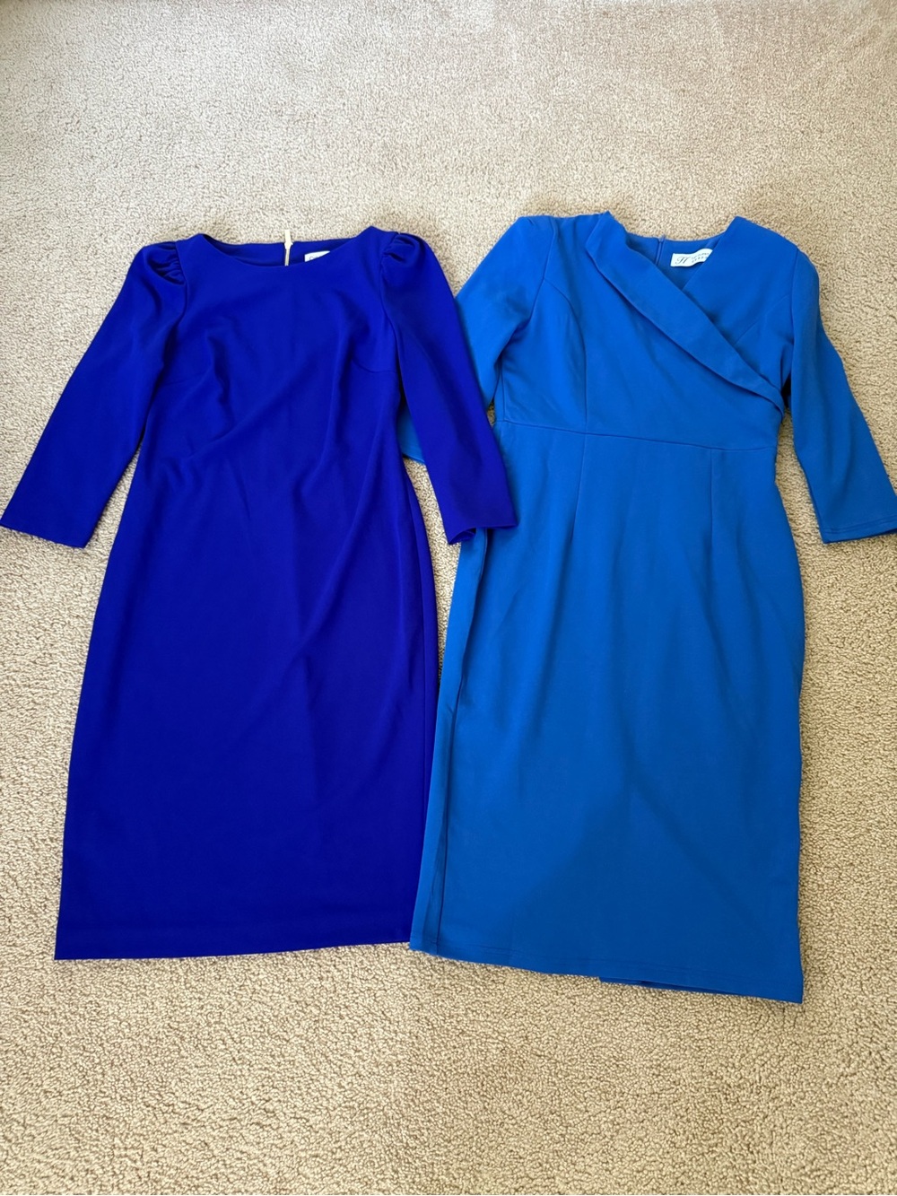 Calvin Klein Cobalt and Teal Midi Sheath Dresses